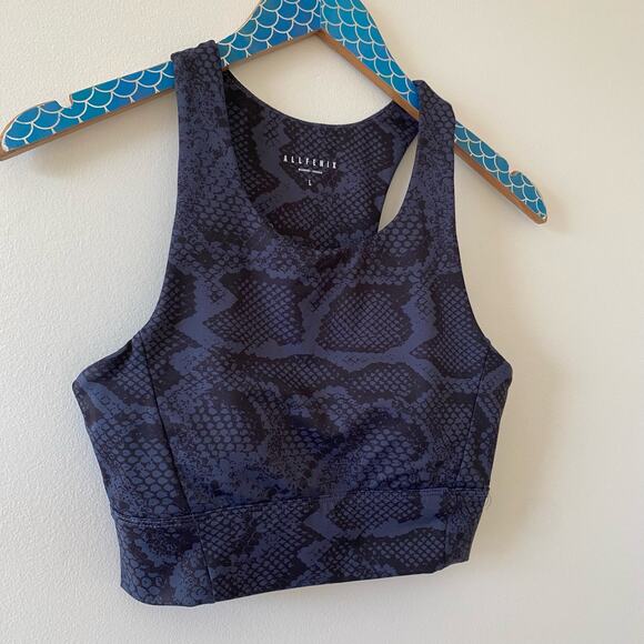 ALLFENIX Navy Longline High Neck Snake Print Sports Bra Size Large - Picture 3 of 8